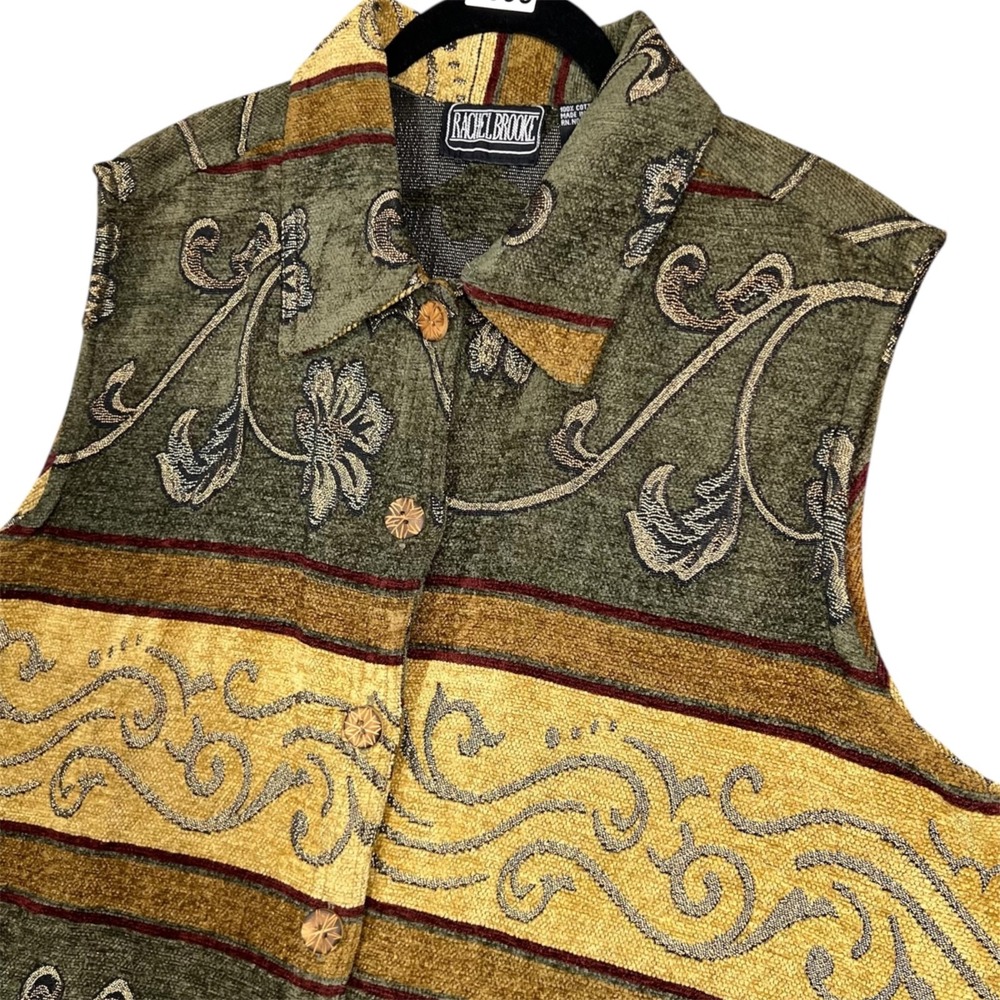 Rachel Brooke Vest Women's 2x Fall Colors Teacher‎ Upholstered Grannycore